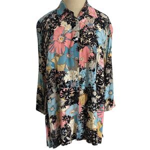 Vintage Loco Lindo Top Blouse Floral Unique Top Size Small